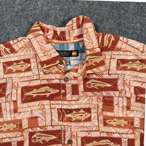 Quiksilver Waterman Collection Shirt Medium Hawaiian Fish Print Button Up Men's‎